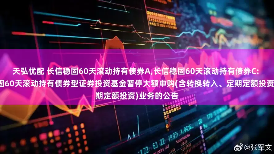 天弘忧配 长信稳固60天滚动持有债券A,长信稳固60天滚动持有债券C: 关于长信稳固60天滚动持有债券型证券投资基金暂停大额申购(含转换转入、定期定额投资)业务的公告