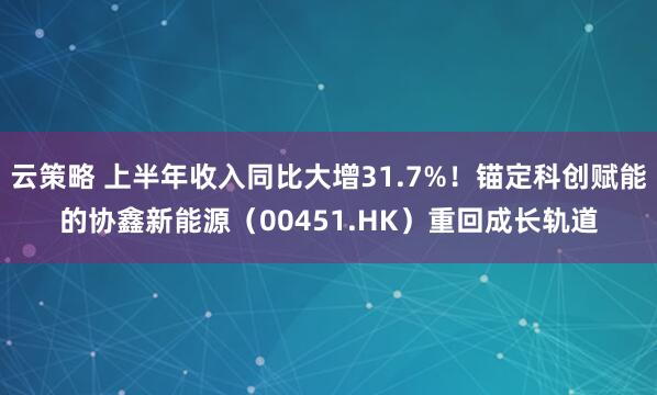 云策略 上半年收入同比大增31.7%！锚定科创赋能的协鑫新能源（00451.HK）重回成长轨道