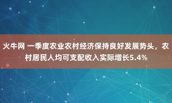 火牛网 一季度农业农村经济保持良好发展势头，农村居民人均可支配收入实际增长5.4%